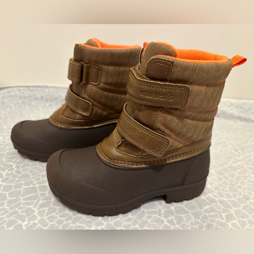 Cozy Brown And Orange Kids Snow Boots